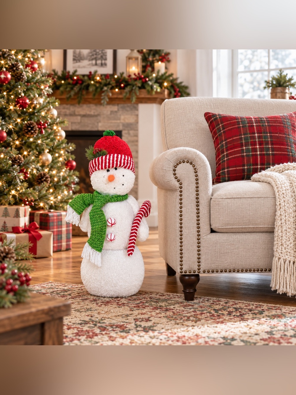 Hanna’s Handiworks Bronner’s 25” Snowman Plush Christmas Decor New With Tags